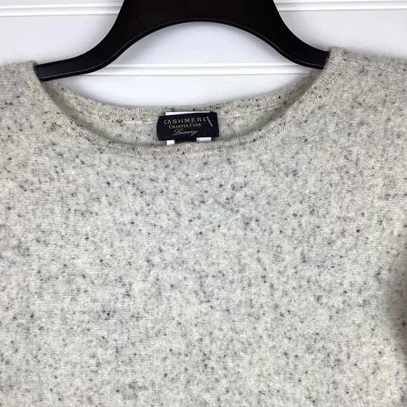Charter Club 100% Cashmere Sweater Oatmeal Speckled X-Small Round Hem - Picture 3 of 10